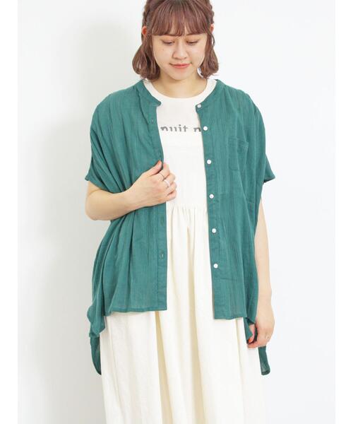 Samansa Mos2（サマンサ モスモス）の「インド楊柳花柄ジャカードチュニック（シャツ/ブラウス・レディース・ブラック/パープル/キナリ/グリーン・F）」の20枚目の写真