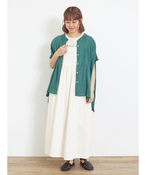 Samansa Mos2（サマンサ モスモス）の「インド楊柳花柄ジャカードチュニック（シャツ/ブラウス・レディース・ブラック/パープル/キナリ/グリーン・F）」の21枚目の写真