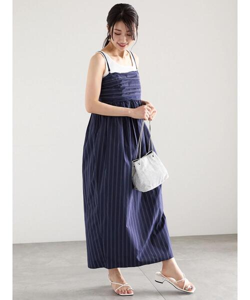 Te chichi（テチチ）の「ストライプベアワンピース（ワンピース・レディース・ホワイト/ネイビー・F）」の2枚目の写真