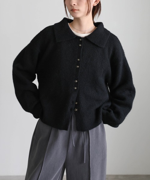 【美品】ニューバランスゴルフ　ボタンダウンカーディガン　ボア　セーター　黒　L 美品】ニューバランスゴルフ ボタンダウンカーディガン ボア セーター