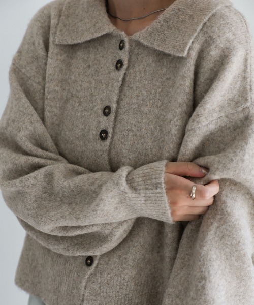 select MOCA(セレクトモカ)の「ボタンアップポロカーディガン(カーディガン/ボレロ・レディース・ブラック/グレー/ベージュ/アイボリー/ブラウン・FREE)」の7枚目の写真