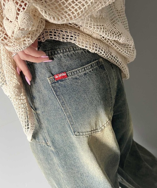 Java（ジャバ）の「《Javaジャバコラボ》旬なこなれ感。ヴィンテージ加工裾ドロストワイドデニムパンツ（カーゴパンツ・レディース・その他1/ブラック・LARGE/MEDIUM/SMALL/X-LARGE）」の18枚目の写真