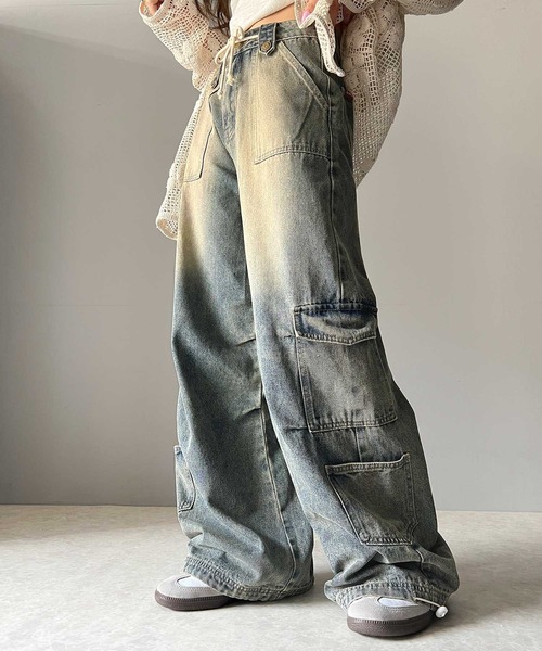 Java（ジャバ）の「《Javaジャバコラボ》旬なこなれ感。ヴィンテージ加工裾ドロストワイドデニムパンツ（カーゴパンツ・レディース・その他1/ブラック・LARGE/MEDIUM/SMALL/X-LARGE）」の11枚目の写真