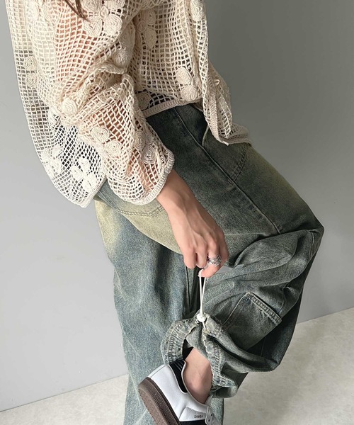 Java（ジャバ）の「《Javaジャバコラボ》旬なこなれ感。ヴィンテージ加工裾ドロストワイドデニムパンツ（カーゴパンツ・レディース・その他1/ブラック・LARGE/MEDIUM/SMALL/X-LARGE）」の17枚目の写真