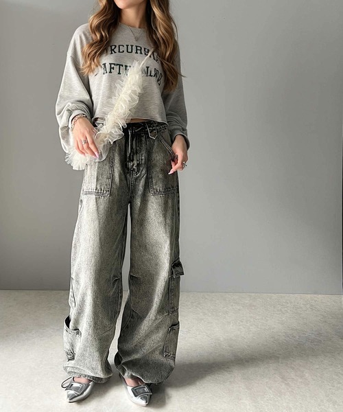 Java（ジャバ）の「《Javaジャバコラボ》旬なこなれ感。ヴィンテージ加工裾ドロストワイドデニムパンツ（カーゴパンツ・レディース・その他1/ブラック・LARGE/MEDIUM/SMALL/X-LARGE）」の7枚目の写真