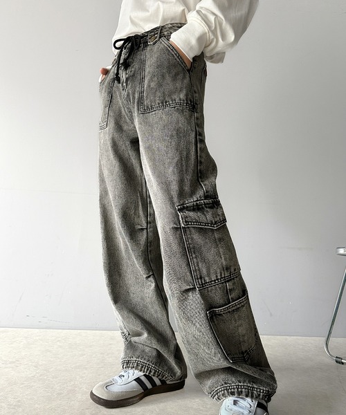 Java（ジャバ）の「《Javaジャバコラボ》旬なこなれ感。ヴィンテージ加工裾ドロストワイドデニムパンツ（カーゴパンツ・レディース・その他1/ブラック・LARGE/MEDIUM/SMALL/X-LARGE）」の19枚目の写真