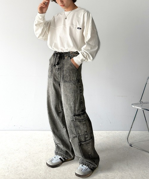 Java（ジャバ）の「《Javaジャバコラボ》旬なこなれ感。ヴィンテージ加工裾ドロストワイドデニムパンツ（カーゴパンツ・レディース・その他1/ブラック・LARGE/MEDIUM/SMALL/X-LARGE）」の20枚目の写真