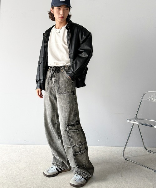 Java（ジャバ）の「《Javaジャバコラボ》旬なこなれ感。ヴィンテージ加工裾ドロストワイドデニムパンツ（カーゴパンツ・レディース・その他1/ブラック・LARGE/MEDIUM/SMALL/X-LARGE）」の22枚目の写真