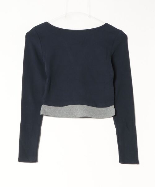 Per sist ence(パーシエンス)の「オープンヘンリーネックレイヤード風長袖トップス(Tシャツ/カットソー・レディース・ネイビー/ベージュ/チャコールグレー・MEDIUM/LARGE/X-LARGE/SMALL)」の4枚目の写真
