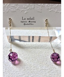 【Le soleil】華麗な輝き スワロフスキーイヤリング(MA)