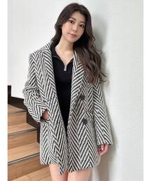 GYDA | ツイード中綿ダブルジャケットコート(テーラードジャケット)