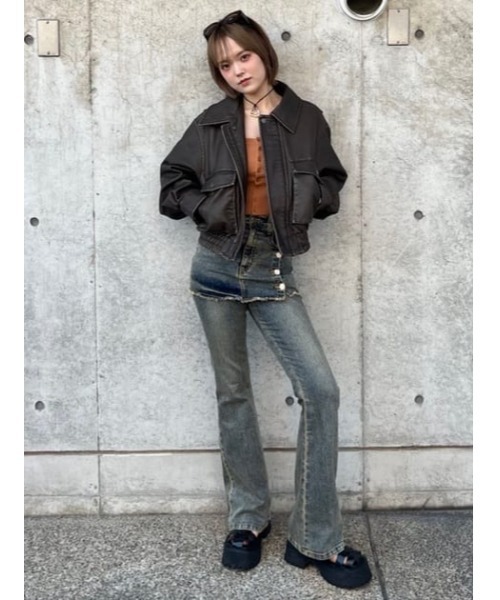 THROW by SLY（スローバイスライ）の「THROW 2WAY KNIT BANDEAU 2ウェイ ニット ブラジャー（キャミソール・レディース・オレンジ/ダークグレー・FREE）」の17枚目の写真