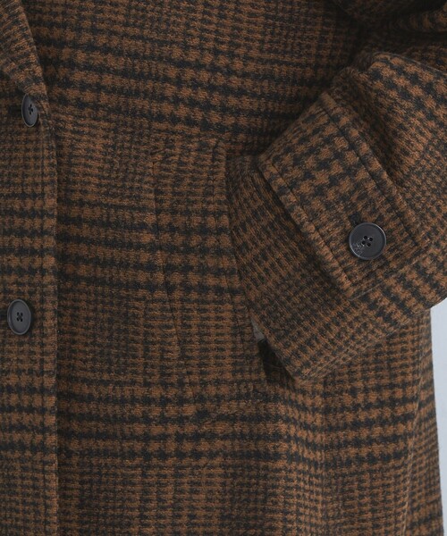 green label relaxing(グリーンレーベルリラクシング)の「ボンディング チェック コート(ピーコート・レディース・ブラック/ブラウン・36/38)」の15枚目の写真