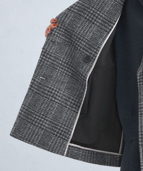 green label relaxing(グリーンレーベルリラクシング)の「ボンディング チェック コート(ピーコート・レディース・ブラック/ブラウン・36/38)」の19枚目の写真