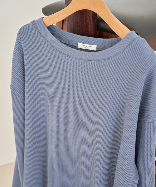 FREAK'S STORE（フリークスストア）の「限定展開　ワッフル クルーネック チュニック プルオーバー（Tシャツ/カットソー・レディース・イエロー/ベージュ/ライトグレー/ブラック/オリーブ/ナチュラル/ブルー・ﾌﾘ-）」の11枚目の写真