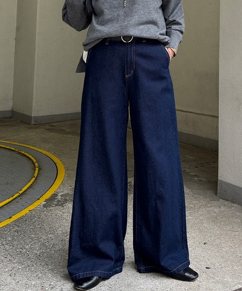 LBC（エルビーシー）の「【選べるセットアップ】LBC ワイドストレートデニムパンツ（デニムパンツ・レディース・ネイビー/ブラック/マスタード・L/M）」の2枚目の写真