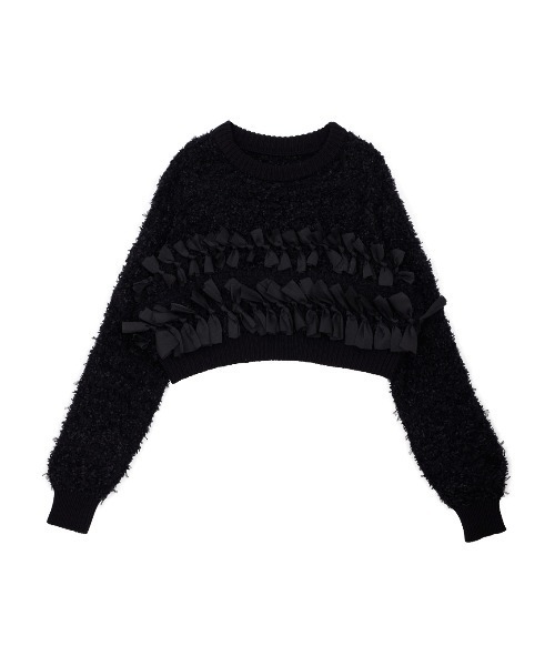 【極美品】AMERI RIBBON TAPE SHORT KNIT TOP Ameri（アメリ）の「RIBBON TAPE SHORT KNIT TOP（ニット