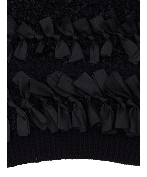 トップス Ameri RIBBON TAPE SHORT KNIT TOP Ameri（アメリ）の「RIBBON TAPE SHORT KNIT TOP（ニット
