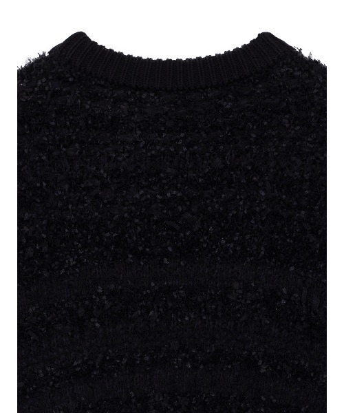 Ameri MANY RIBBON SHORT KNIT TOP黒Ｍ Ameri（アメリ）の「MANY RIBBON SHORT KNIT TOP（ニット
