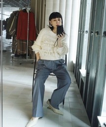 Ameri（アメリ）の「RIBBON TAPE SHORT KNIT TOP（ニット/セーター