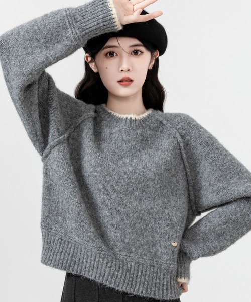 ねこ　超美品❗️sheller シェリエ　ペプラム　ニット　トップス　七分袖 ねこ 超美品❗️sheller シェリエ ペプラム ニット トップス 七分袖