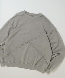 sulfur dyeing cut off switching hard wash sweat shirt/硫化染め カットオフ 切り替えスウェットシャツ レディース メンズ