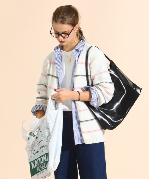 sara&cake(サラアンドケイク)の「カラーボーダールーズニットカーデ(カーディガン/ボレロ・レディース・ピンク/ブルー・FREE)」の18枚目の写真