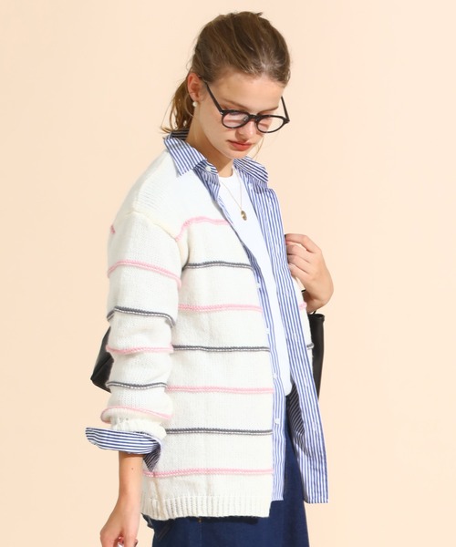 sara&cake(サラアンドケイク)の「カラーボーダールーズニットカーデ(カーディガン/ボレロ・レディース・ピンク/ブルー・FREE)」の19枚目の写真