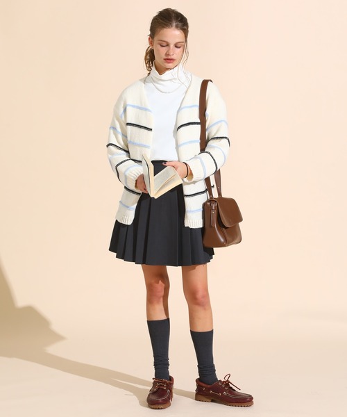 sara&cake(サラアンドケイク)の「カラーボーダールーズニットカーデ(カーディガン/ボレロ・レディース・ピンク/ブルー・FREE)」の3枚目の写真