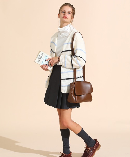 sara&cake(サラアンドケイク)の「カラーボーダールーズニットカーデ(カーディガン/ボレロ・レディース・ピンク/ブルー・FREE)」の4枚目の写真