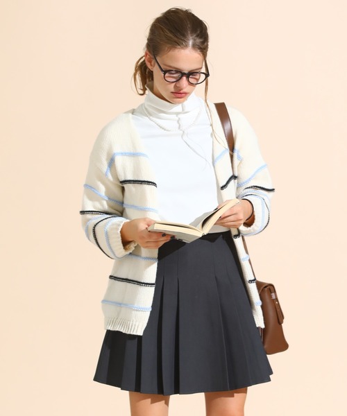 sara&cake(サラアンドケイク)の「カラーボーダールーズニットカーデ(カーディガン/ボレロ・レディース・ピンク/ブルー・FREE)」の10枚目の写真