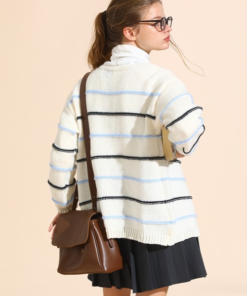 sara&cake(サラアンドケイク)の「カラーボーダールーズニットカーデ(カーディガン/ボレロ・レディース・ピンク/ブルー・FREE)」の14枚目の写真