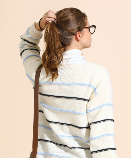 sara&cake(サラアンドケイク)の「カラーボーダールーズニットカーデ(カーディガン/ボレロ・レディース・ピンク/ブルー・FREE)」の15枚目の写真