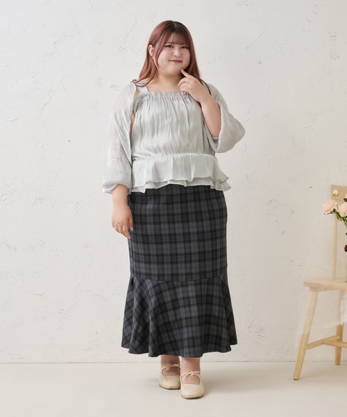 Louiosy(ルオシー)の「【Louiosy】【大きいサイズ】レースアップマーメイドスカート(スカート・レディース・アッシュグレー/ブラック/ブラウン系その他/ライトベージュ/グレー/ブルー系その他/ダークブラウン・LL/3L/4L/L/XL/X-LARGE/LARGE)」の7枚目の写真