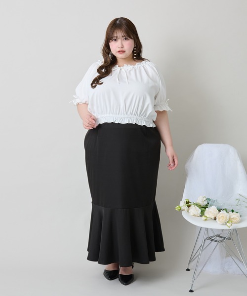 B6496■美品■マーリエパーエフデ ストライプ スカート 19 大きいサイズ セール】 【小さいサイズ】ストライプ柄フレアースカート/洗える