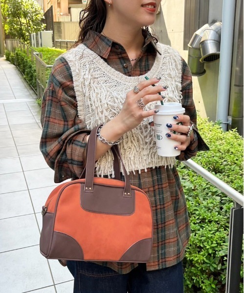 【セール】チェックグランパシャツ/ユニセックス（シャツ/ブラウス）｜DOUBLE NAME（ダブルネーム）