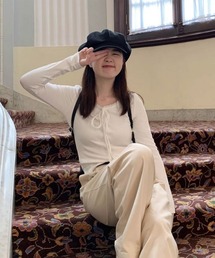 【Mayree】リボン リブ カットソー