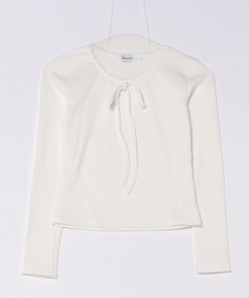 Mayree（メイリー）の「【Mayree】リボン リブ カットソー（Tシャツ/カットソー・レディース・ホワイト・SMALL/MEDIUM/LARGE）」の4枚目の写真