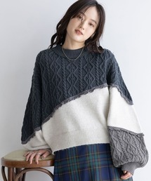 RAGEBLUE | 配色メロウ/デザインケーブルニット(ニット/セーター)