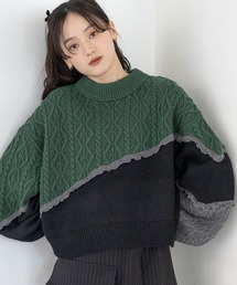 RAGEBLUE | 配色メロウ/デザインケーブルニット(ニット/セーター)