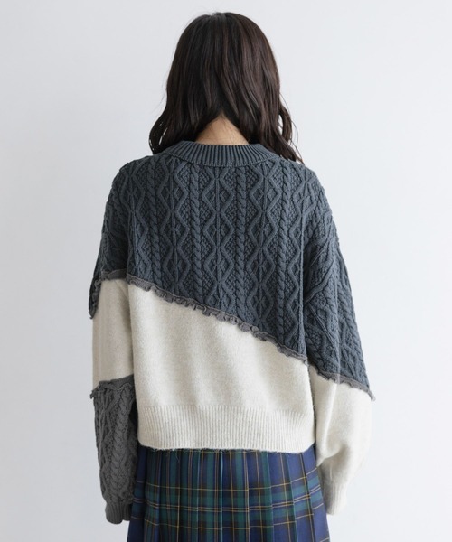 RAGEBLUE（レイジブルー）の「配色メロウ/デザインケーブルニット（ニット/セーター・レディース・ベージュ系/ブラック系/ホワイト系・FREE）」の22枚目の写真