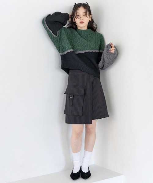 RAGEBLUE（レイジブルー）の「配色メロウ/デザインケーブルニット（ニット/セーター・レディース・ベージュ系/ブラック系/ホワイト系・FREE）」の17枚目の写真