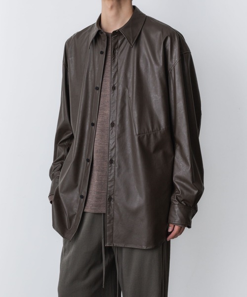 セオリーリュクス　ELBEY LIGHT LEATHERライトレザーシャツ　ML シンセティックレザー L/Sシャツ / SYNTHETIC LEATHER L/S SHIRT