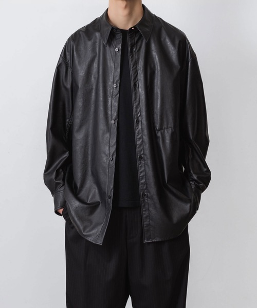 VEIN （ヴェイン）の「シンセティックレザー L/Sシャツ / SYNTHETIC LEATHER L/S SHIRT（シャツ/ブラウス・メンズ・ブラック/ブラウン・1/3/2）」の16枚目の写真