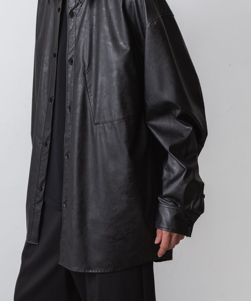 VEIN （ヴェイン）の「シンセティックレザー L/Sシャツ / SYNTHETIC LEATHER L/S SHIRT（シャツ/ブラウス・メンズ・ブラック/ブラウン・1/3/2）」の12枚目の写真
