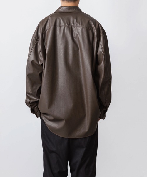 VEIN （ヴェイン）の「シンセティックレザー L/Sシャツ / SYNTHETIC LEATHER L/S SHIRT（シャツ/ブラウス・メンズ・ブラック/ブラウン・1/3/2）」の7枚目の写真