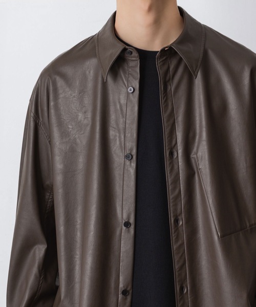 VEIN （ヴェイン）の「シンセティックレザー L/Sシャツ / SYNTHETIC LEATHER L/S SHIRT（シャツ/ブラウス・メンズ・ブラック/ブラウン・1/3/2）」の6枚目の写真
