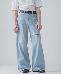 ZIP FIVE -White Line-（ジップファイブホワイトライン）の「【White Line】 バギー ストレート ダメージ デニム（デニムパンツ）」