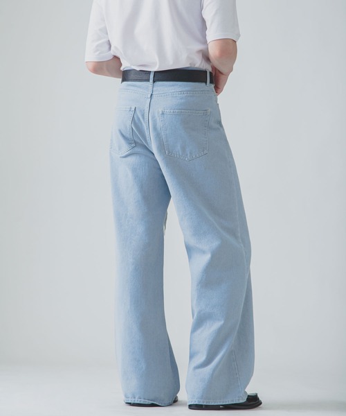 ZIP FIVE -White Line-(ジップファイブホワイトライン)の「【White Line】 バギー ストレート ダメージ デニム(デニムパンツ・メンズ・ブルー/サックスブルー/ブラック・SMALL/MEDIUM/LARGE)」の10枚目の写真