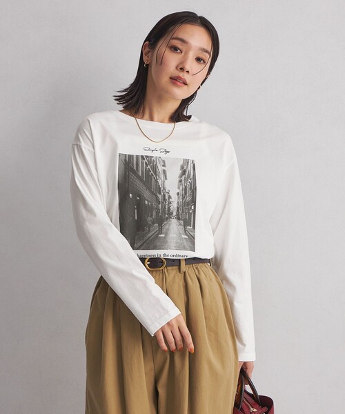 green label relaxing(グリーンレーベルリラクシング)の「<at ease>フォトプリント カットソー(Tシャツ/カットソー・レディース・ホワイト/ダークグレー・FREE)」の3枚目の写真